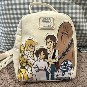 Loungefly Disney Star Wars- Cream-Character Backpack- used- great condition